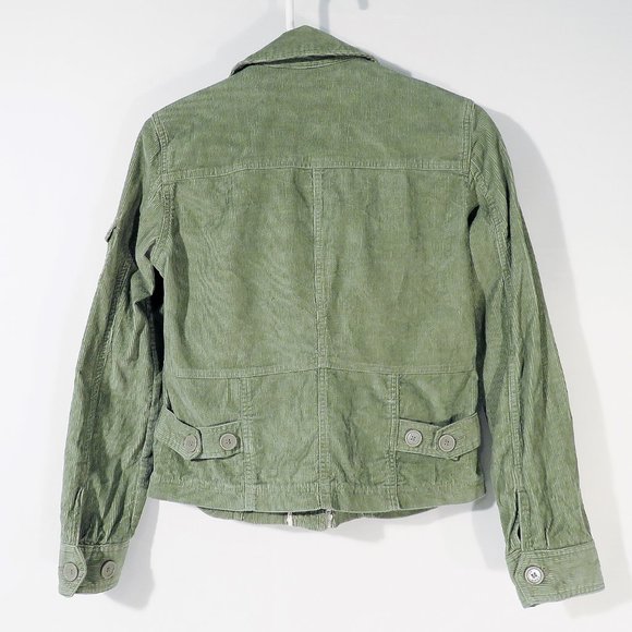 AEROPOSTALE Womens Small Corduroy Jacket Coat Sage Green Big Buttons - Picture 3 of 4